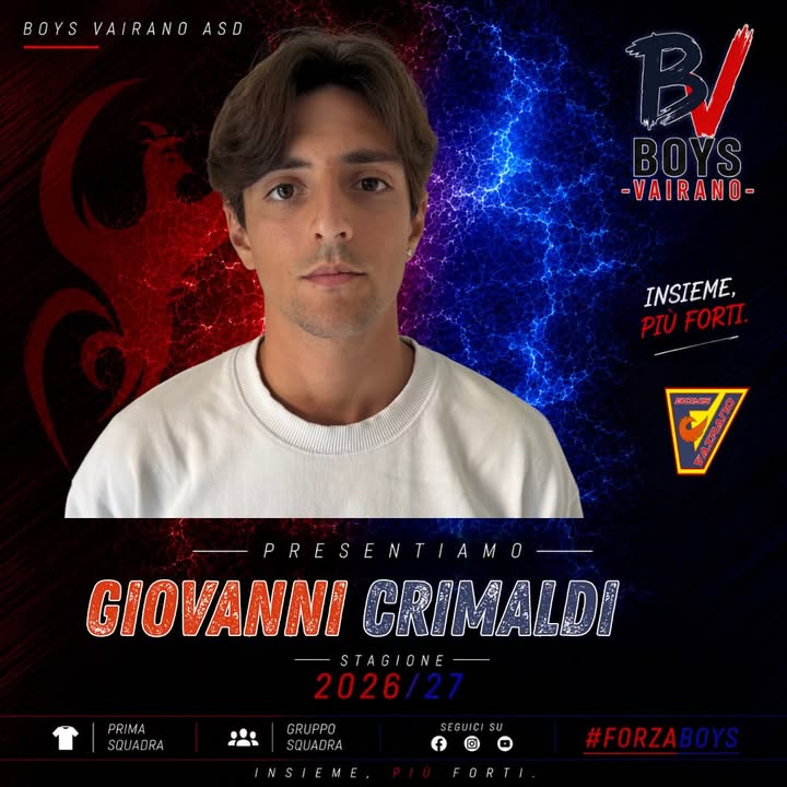 Giovanni Crimaldi è il nuovo innesto della Boys Vairano per la stagione 2026/27
